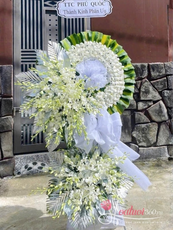 Kệ hoa lan trắng chia buồn - Nén nhang kính cẩn