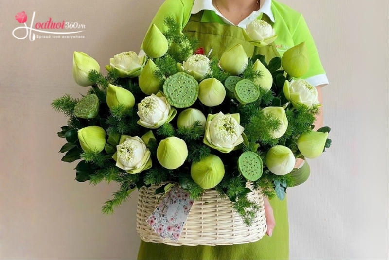 giỏ hoa sen chúc mừng ngày thầy thuốc việt nam