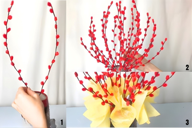 Hoàn thành bình hoa nụ tầm xuân