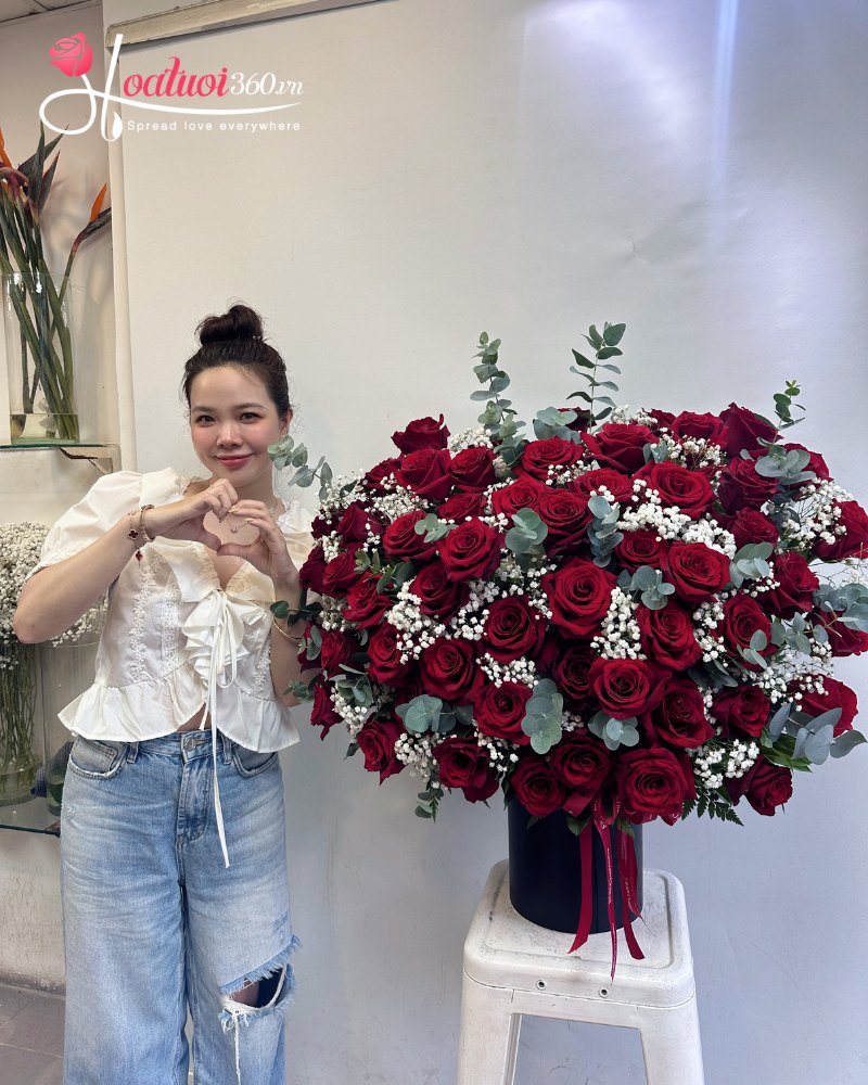 Lẵng hoa hồng đỏ khai trương