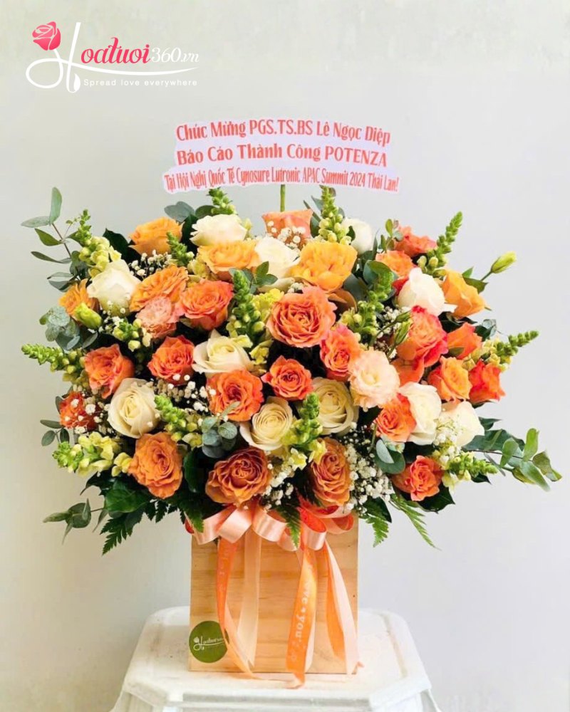 Lẵng hoa khai trương hồng phát sang trọng 