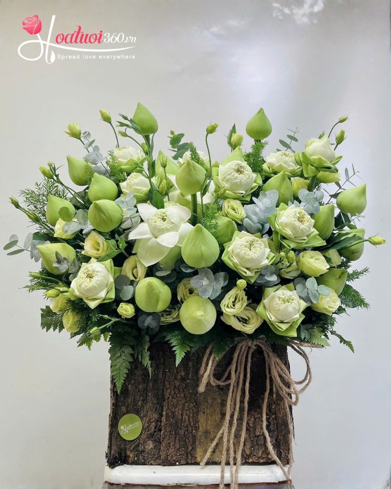 Lẵng hoa sen chúc mừng