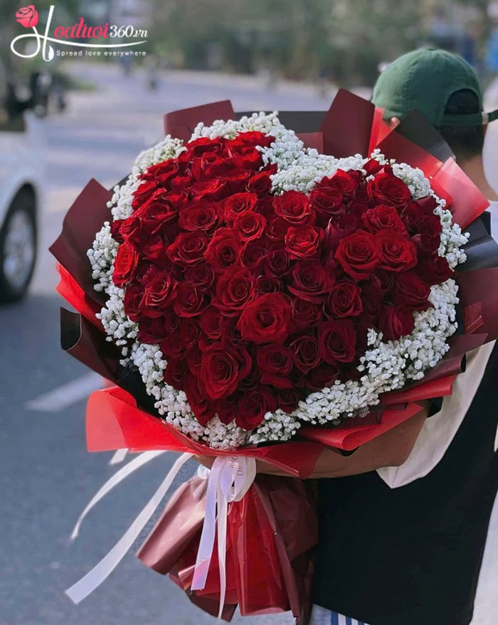 Bó hoa hồng đỏ khổng lồ quà tặng Valentine sang trọng