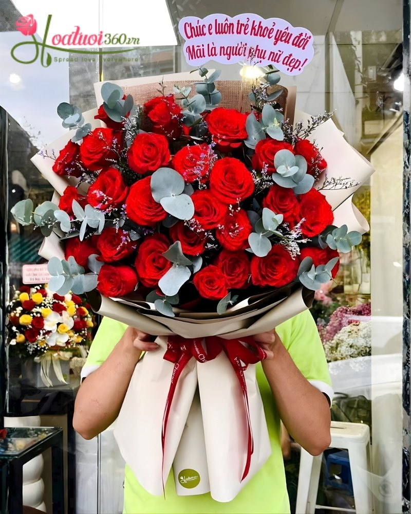 bó hoa hồng đỏ tặng vợ ngày 8/3