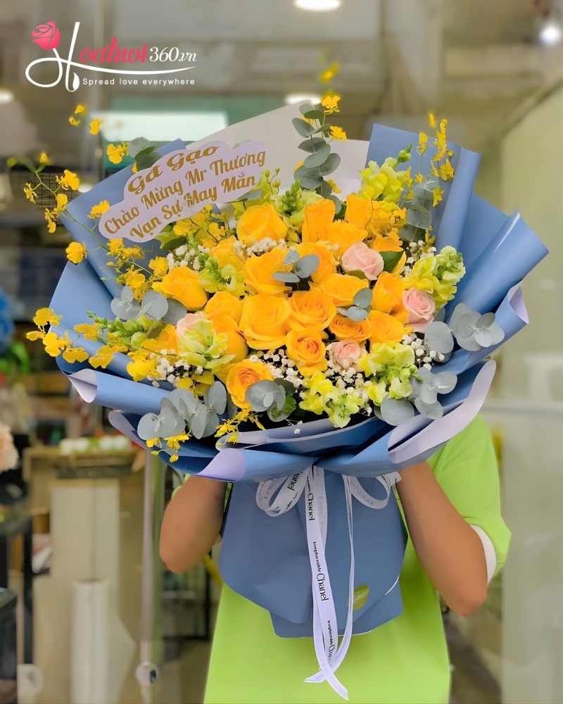 bó hoa hồng vàng tặng sếp ngày 8/3