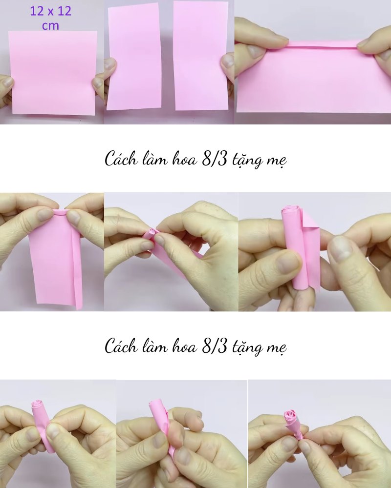 Tạo hình bông hoa hồng mini