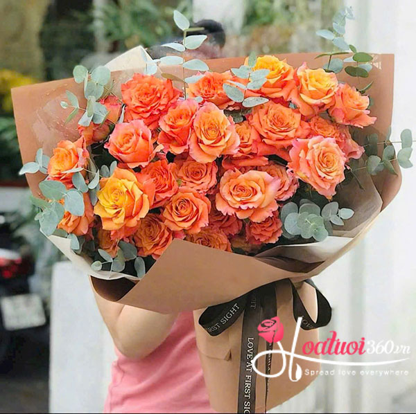 Bó hoa hồng cam - Rực rỡ như nắng