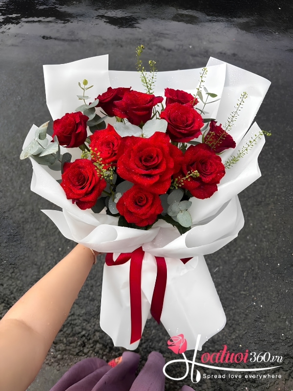 Bó hoa hồng đỏ dáng tròn - Cho tình anh say