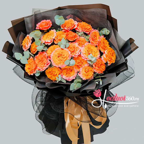 Bó hoa hồng cam phong cách Hàn Quốc