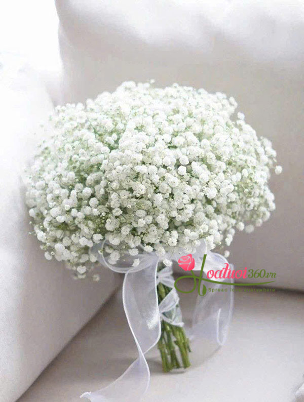 Bó hoa cưới baby màu trắng truyền thống