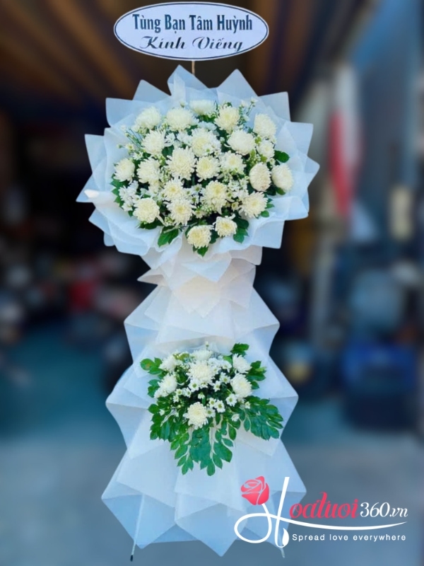 ệ hoa tang màu trắng 2 tầng - Hoa trắng tiễn người