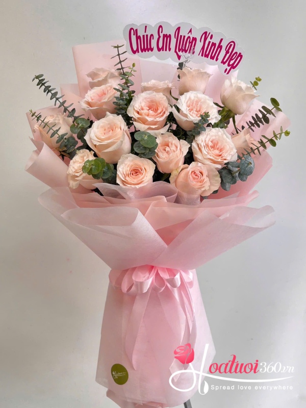 Bó hoa hồng da - Vẻ đẹp thanh xuân