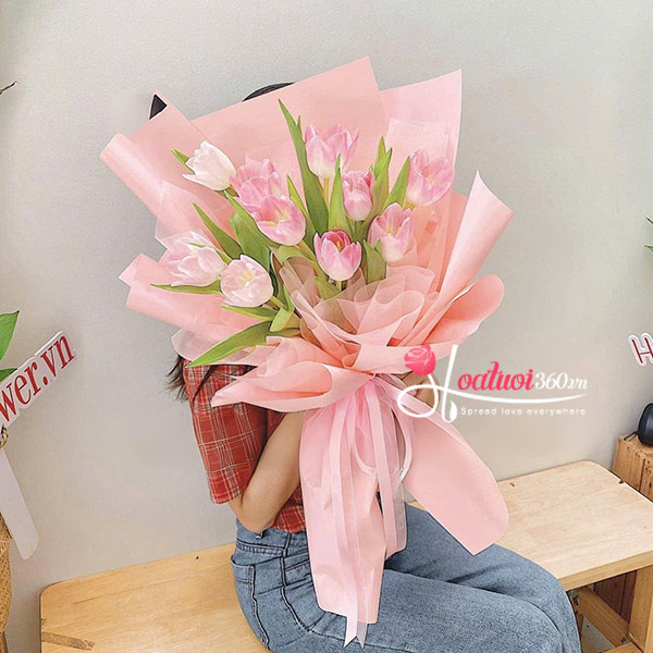 Bó hoa tulip hồng - Yêu dấu ngọt ngào