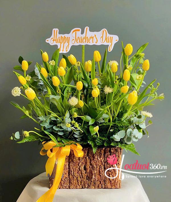 Hộp hoa tulip vàng - Ngày ngày rực rỡ