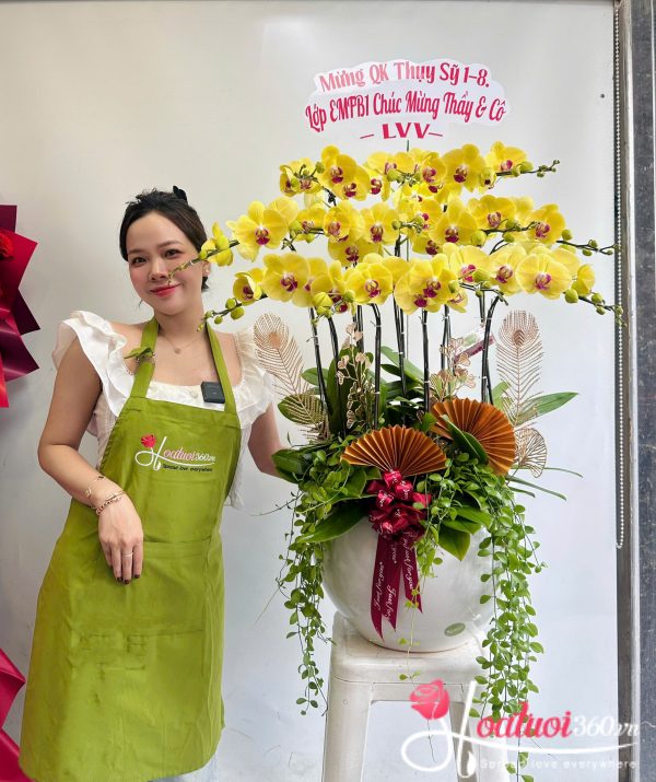 Chậu lan hồ điệp vàng - Huy hoàng thịnh vượng