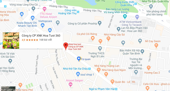 Bản đồ shop hoa tươi quận Tân Bình