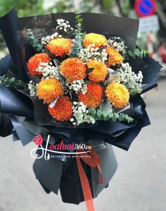 Bó hoa cúc mẫu đơn cam - Ngày nắng hạ