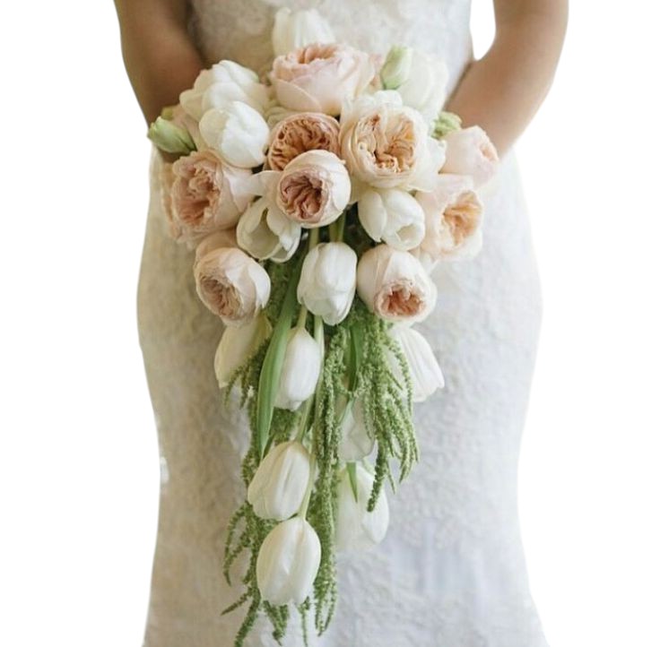 Bó hoa cưới tulip dáng bó lỏng