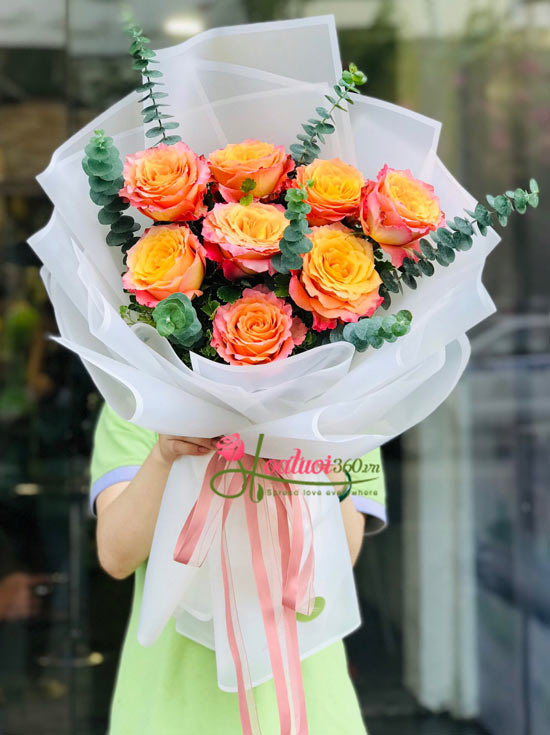 Bó hoa hồng Ecuador cam lửa - Rực cháy tình yêu