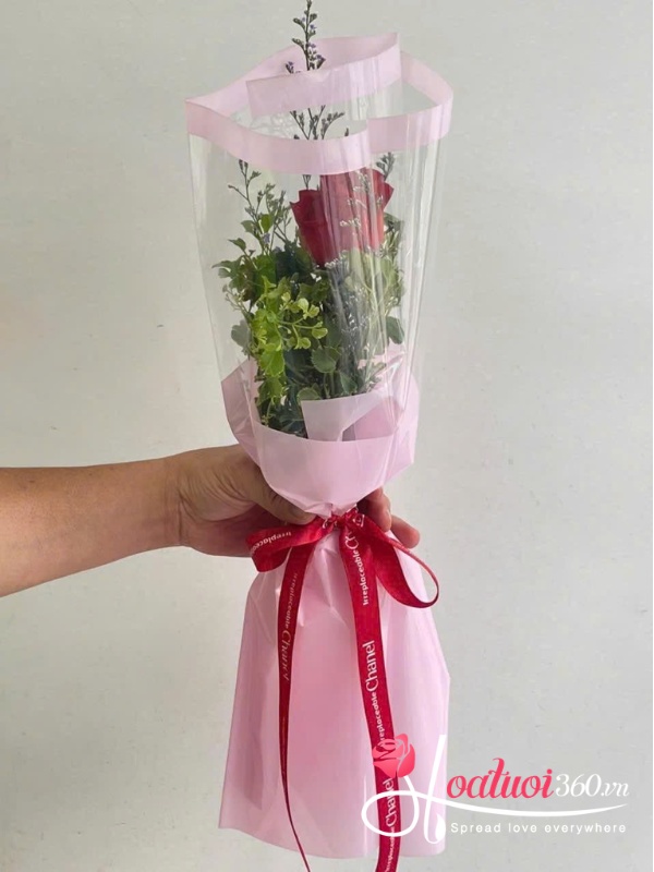 Bó hoa hồng đỏ 1 bông - Pinky rose