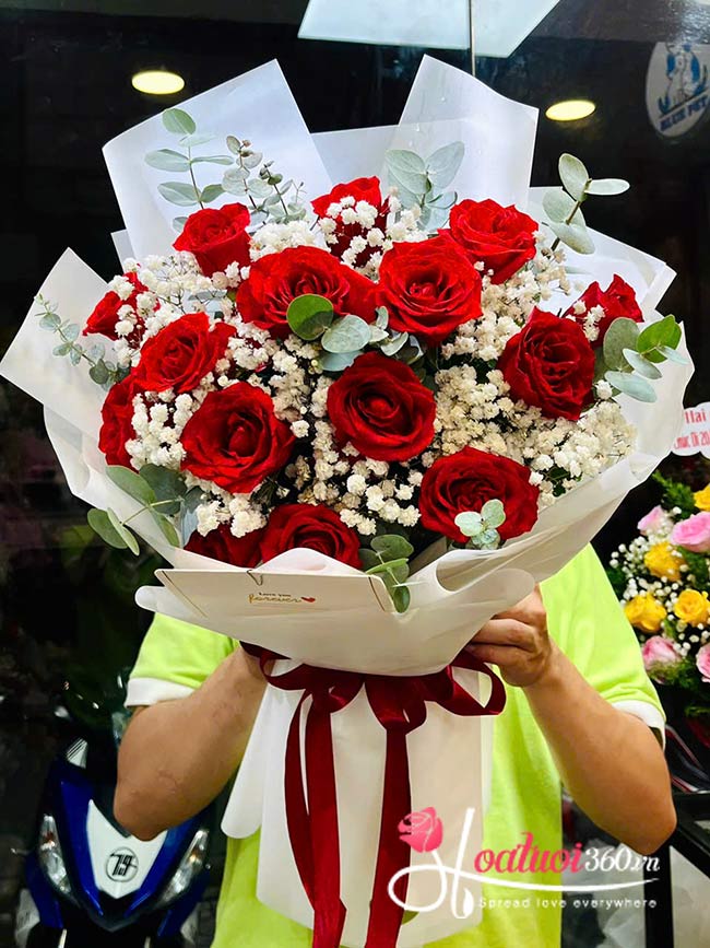 bó hồng đỏ say đắm