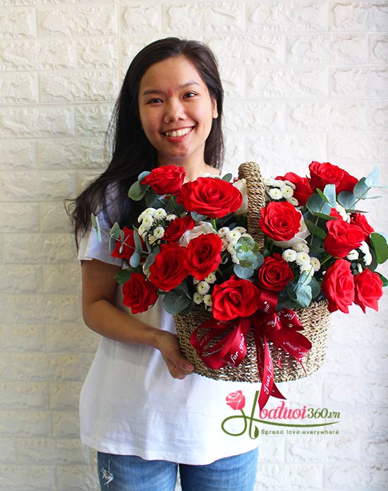Love flower basket to celebrate love day