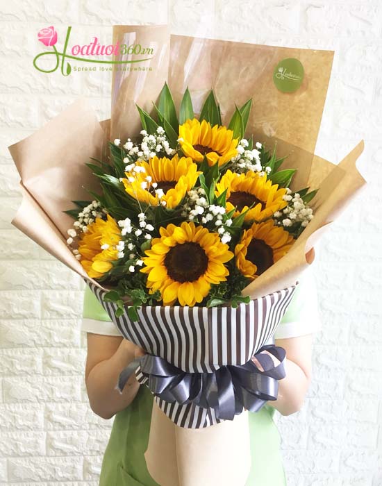 Bó hoa hướng dương phối hợp baby Hà Lan 