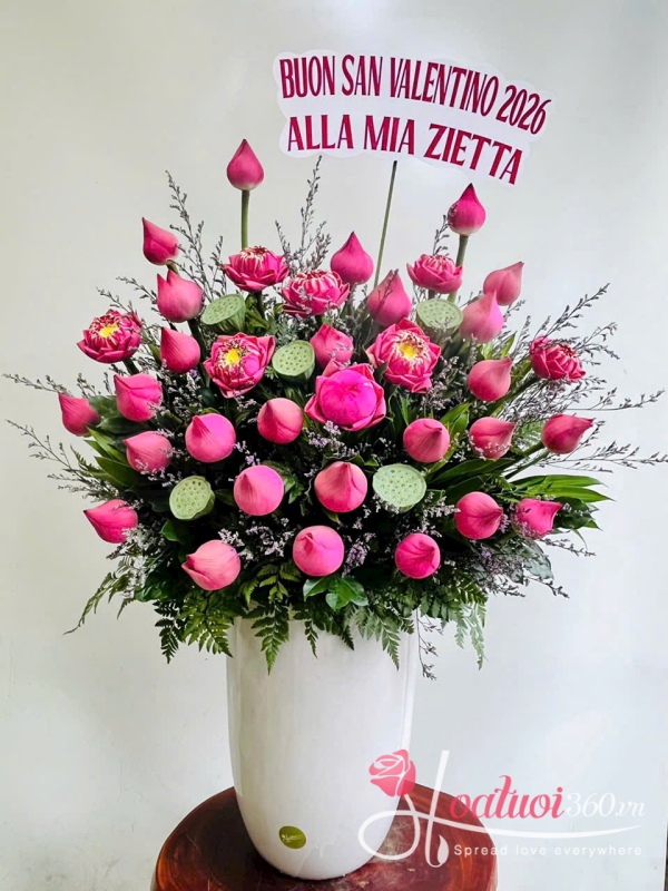 Chậu hoa sen hồng - Nét đẹp Á Đông