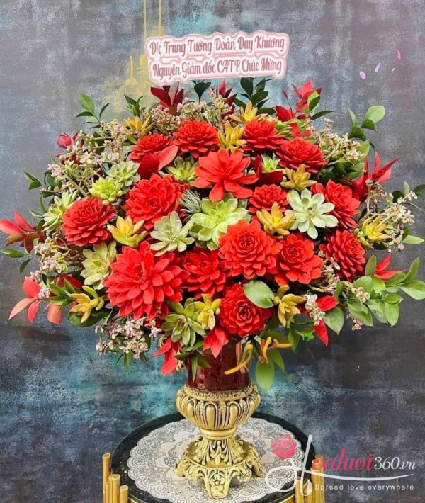 Bình hoa sen đá - Hồng phát đại lộc