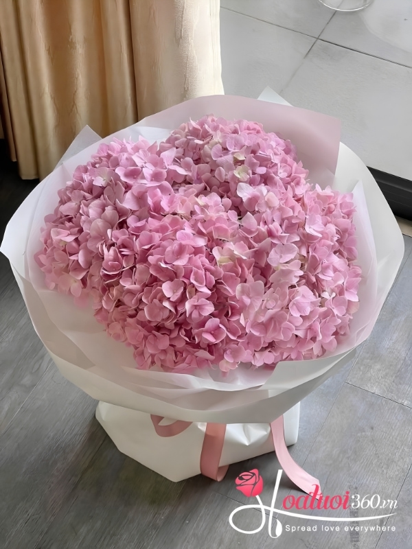 Bó hoa cẩm tú cầu hồng sinh nhật - Ôm em