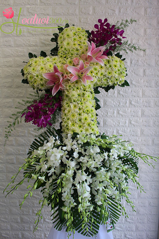 Funeral Standing Cross Flower Arrangements