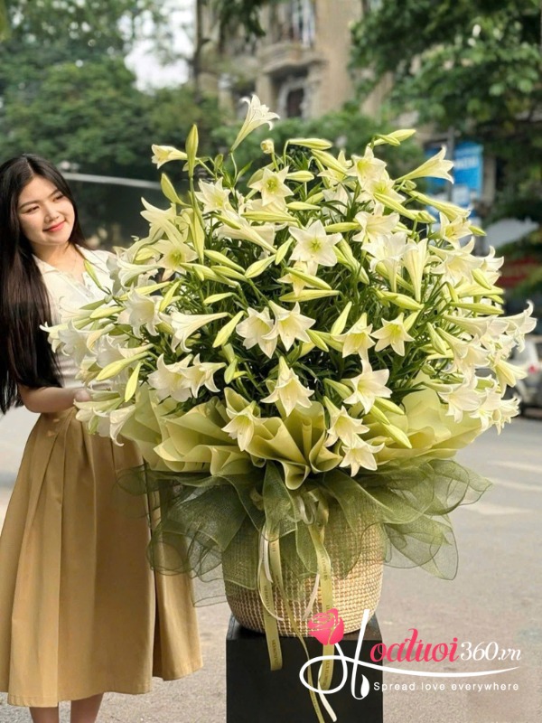 Giỏ hoa loa kèn - Điểm tựa bình yên