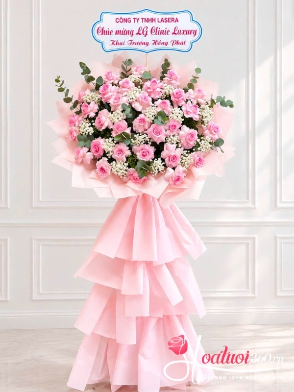 Kệ hoa khai trương màu hồng - Hành trình mới