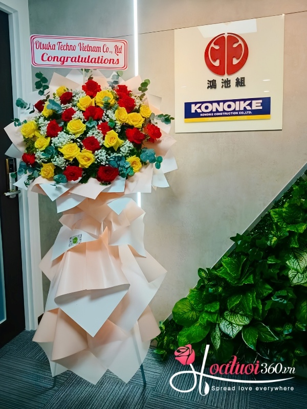 Kệ hoa khai trương - Hồng đỏ phát tài