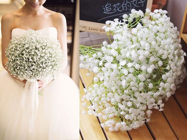 Hoa cầm tay cô dâu - Bó baby trắng xinh xắn