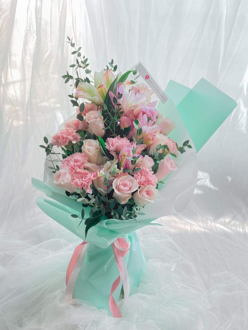 Bó hoa cẩm chướng tone màu pastel