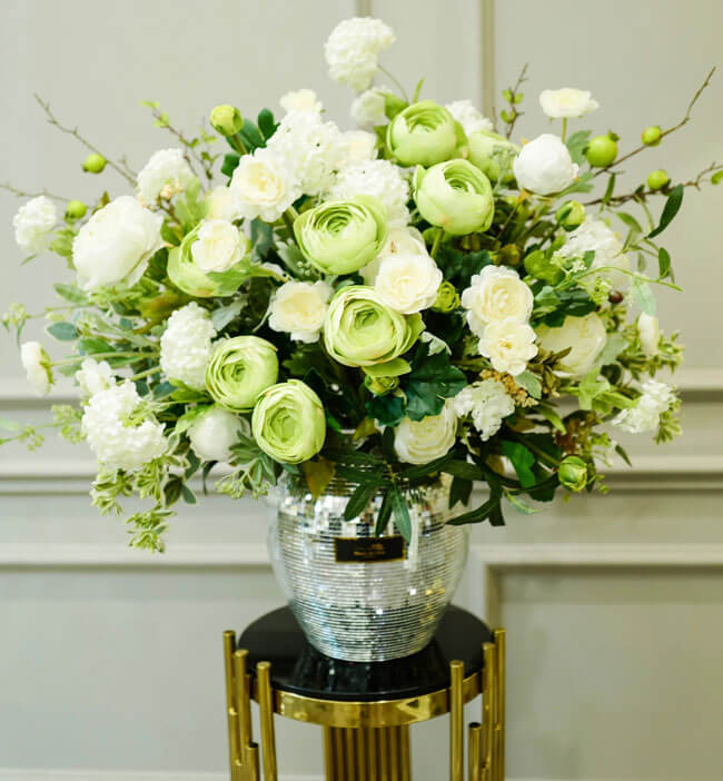 Hoa hồng lụa cao cấp trắng dùng trong trang trí nhà cửa - cắm hoa để bàn