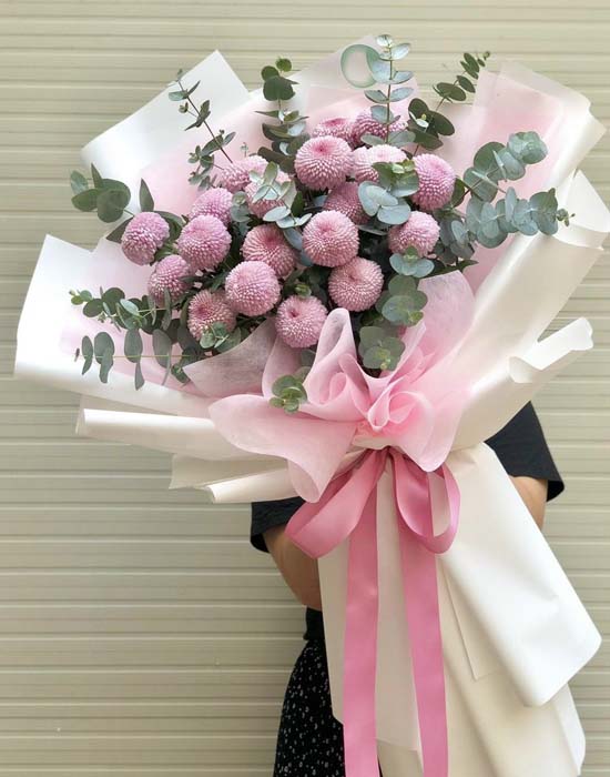Bó hoa cúc pingpong tặng sinh nhật mẹ