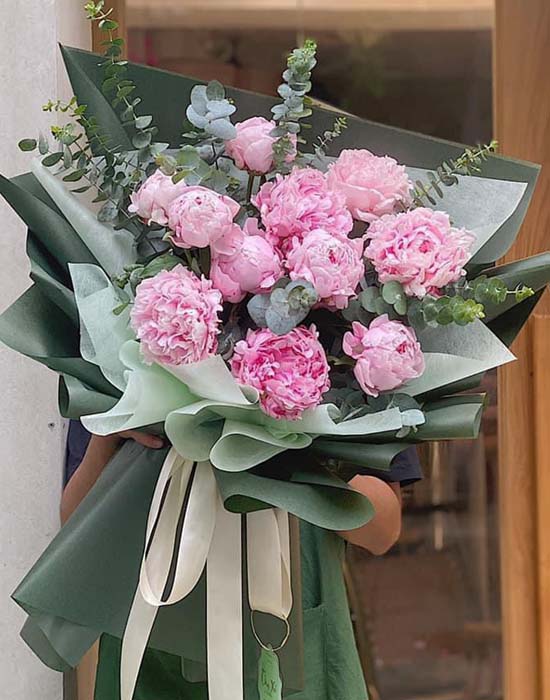 Bó hoa mẫu đơn hồng - Tặng người thân