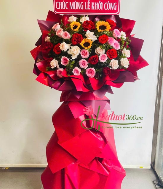 Kệ hoa chúc mừng tone đỏ