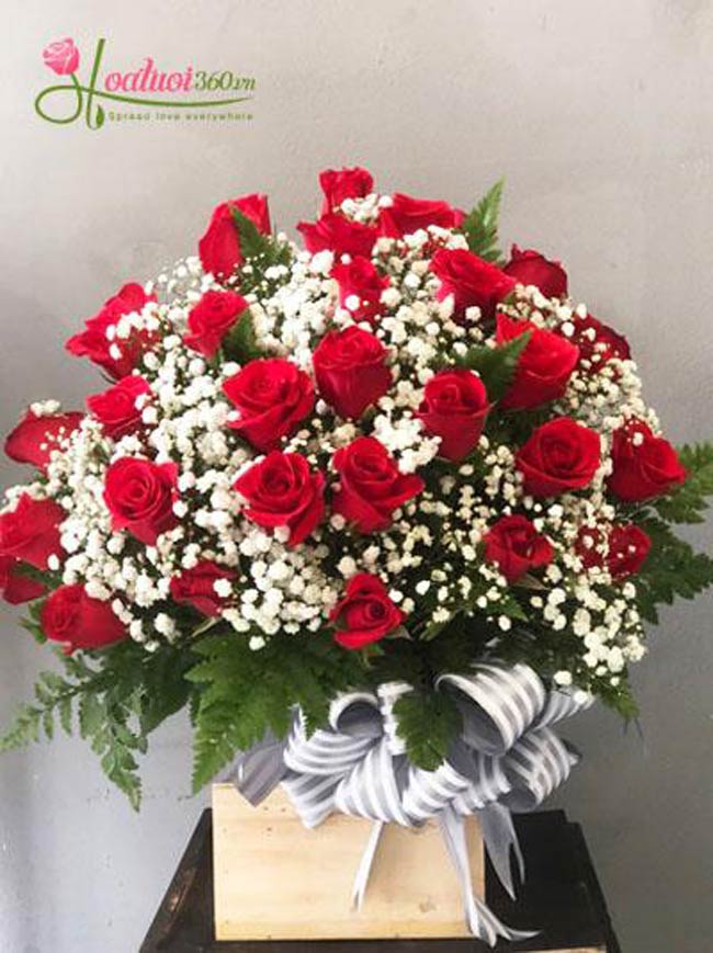 giỏ hoa hồng đẹp - tiệm hoa tươi Duy Xuyên Quảng Nam 