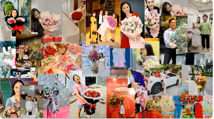 Khách hàng nhận hoa từ shop hoa tươi Lê Văn Sỹ