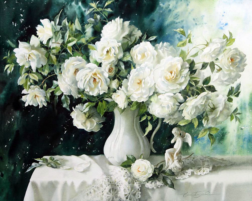 Hoa hồng trắng: Hoa hồng trắng mang trong mình một vẻ đẹp khác lạ với sự tinh khiết và trang nhã. Hãy nhìn vào hình ảnh về đóa hoa hồng trắng đang nở rực rỡ trong ánh nắng. Bức tranh này sẽ giúp bạn cảm nhận được sự yên bình và thanh tịnh trong cuộc sống.